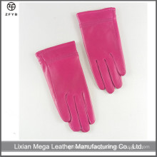 Children's Girls pink color winter leather gloves in china